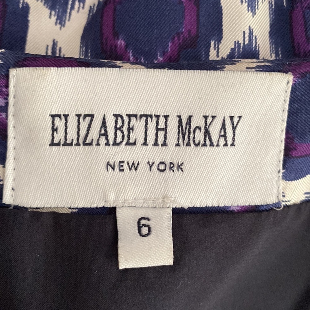 Elizabeth McKay New York Silk Fit and Flare Ikat Pattern Dress - size 6 - Picture 11 of 12